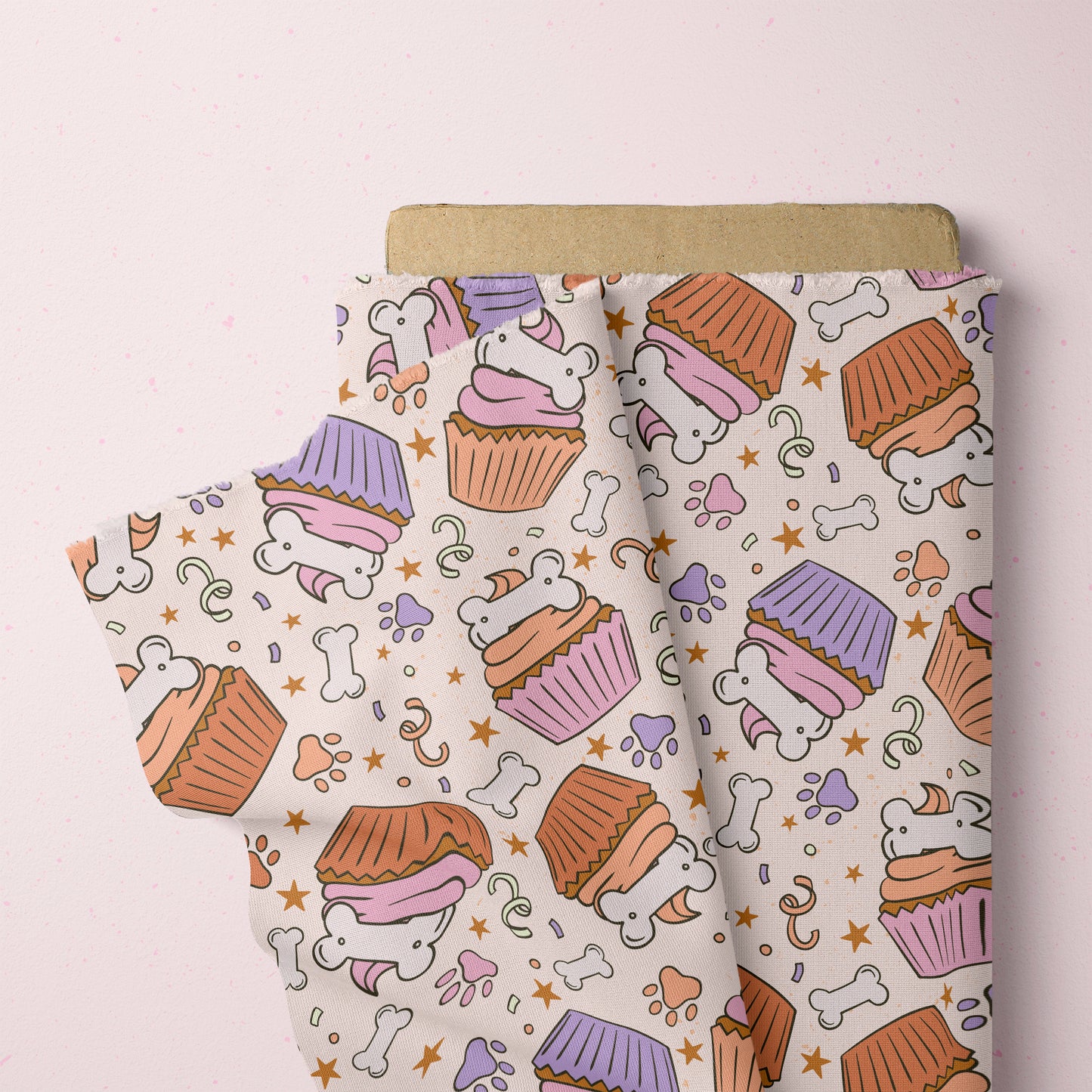 Dog Party Cupcake Pawty Seamless File for Fabric Sublimation