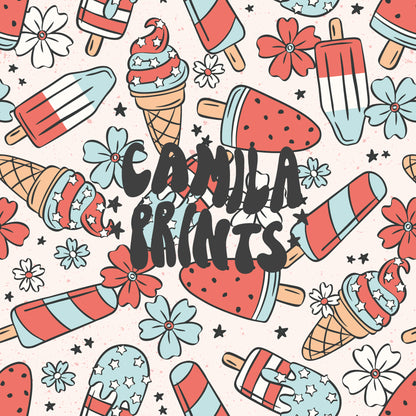 Fourth of July Summer Popsicles Seamless File for Fabric Sublimation
