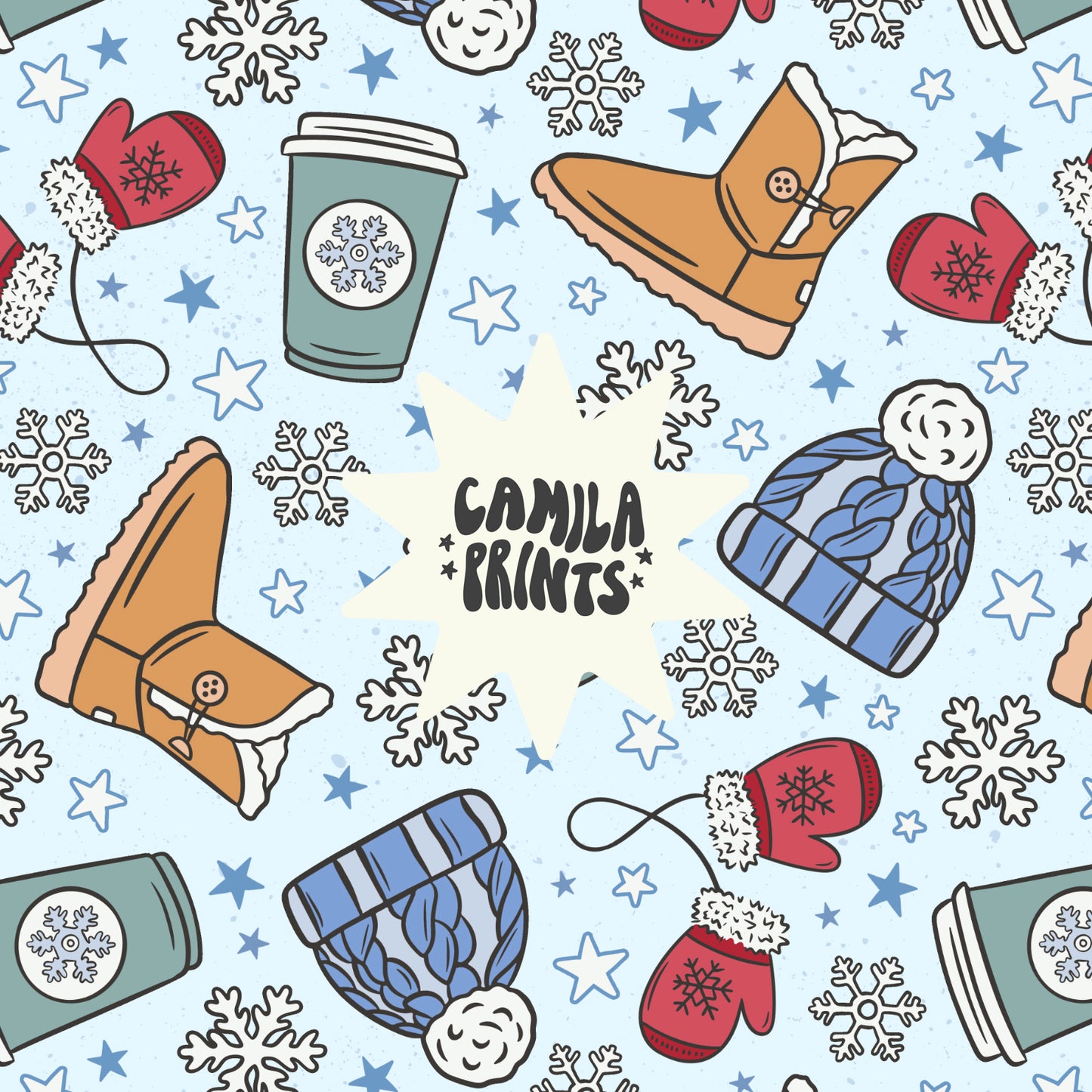 Winter Snow Boots Seamless Pattern - Colorways Included