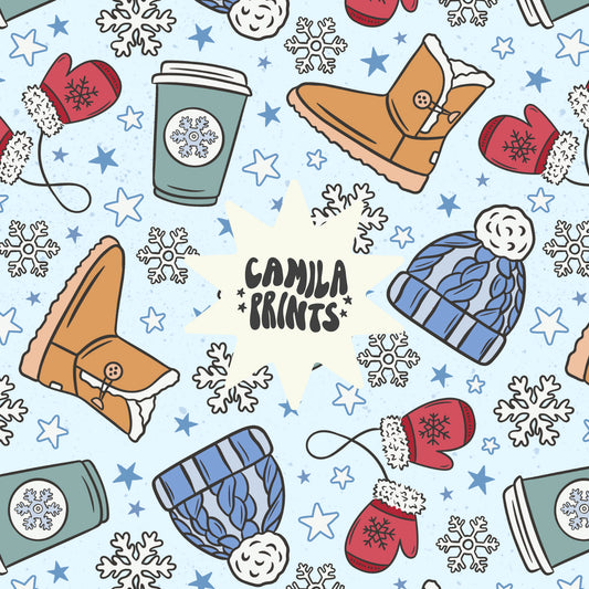 Winter Snow Boots Seamless Pattern - Colorways Included