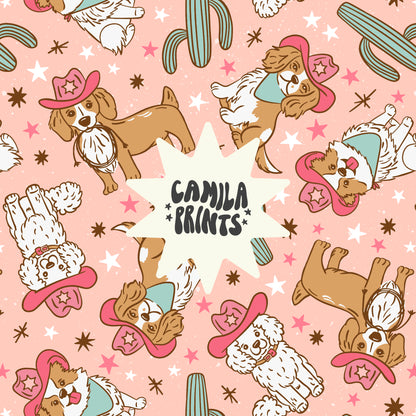 Cowboy Dogs Seamless File for Fabric Sublimation - Colourways Included