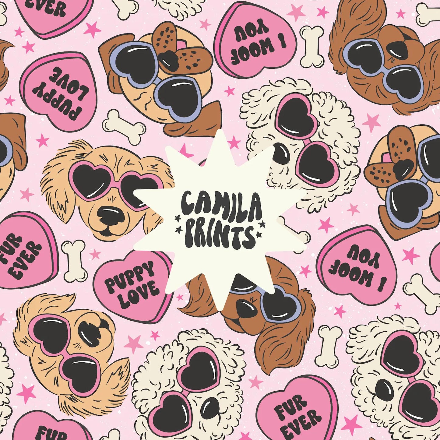 Puppy Love Valentines Seamless File