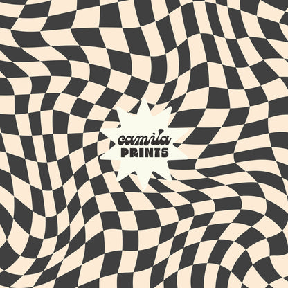 Wavy Checkerboard Seamless File Optical Check Seamless Pattern for Fabric Sublimation