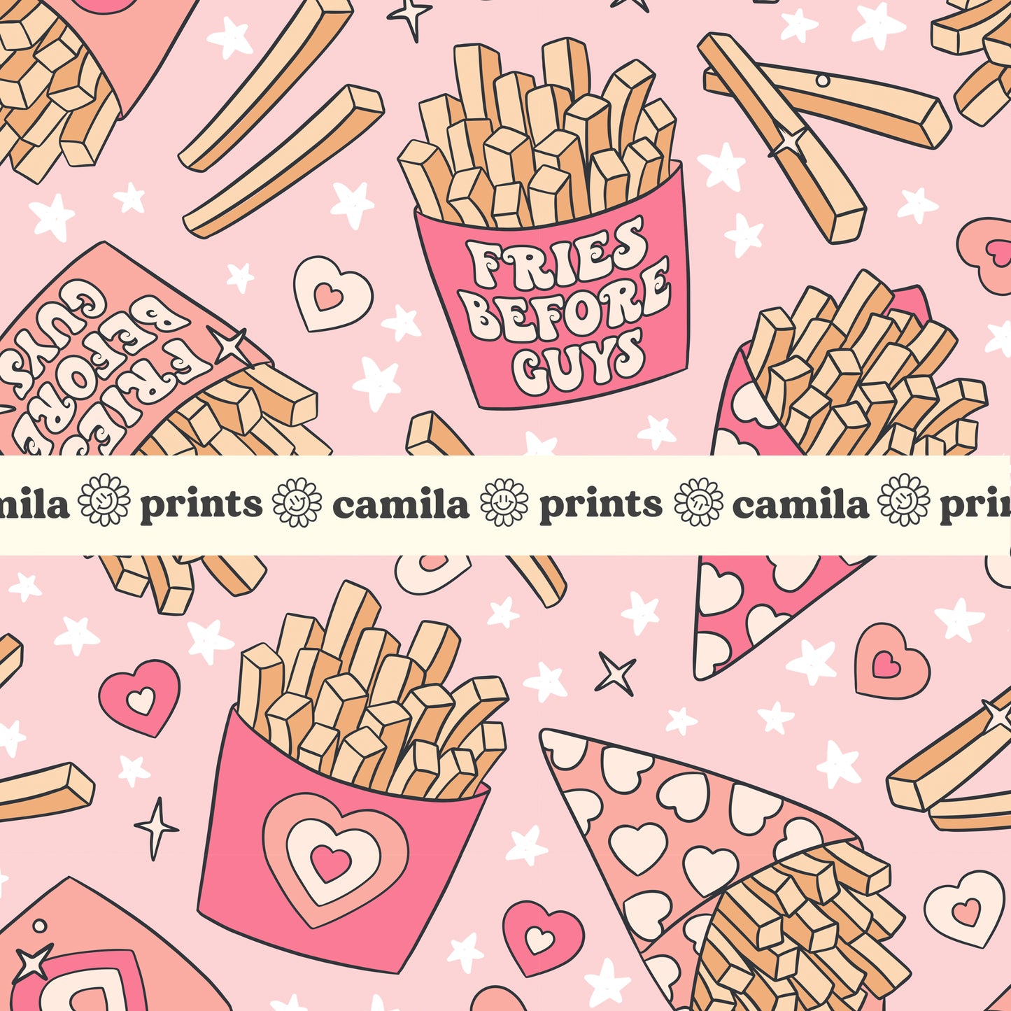 Valentines Pattern Fries Before Guys Seamless Repeat Pattern for Fabric Sublimation