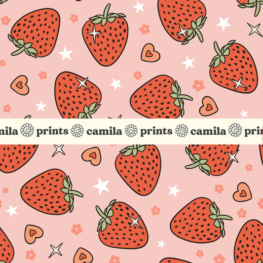 Spring Pattern Strawberry Seamless Repeat Pattern for Fabric Sublimation