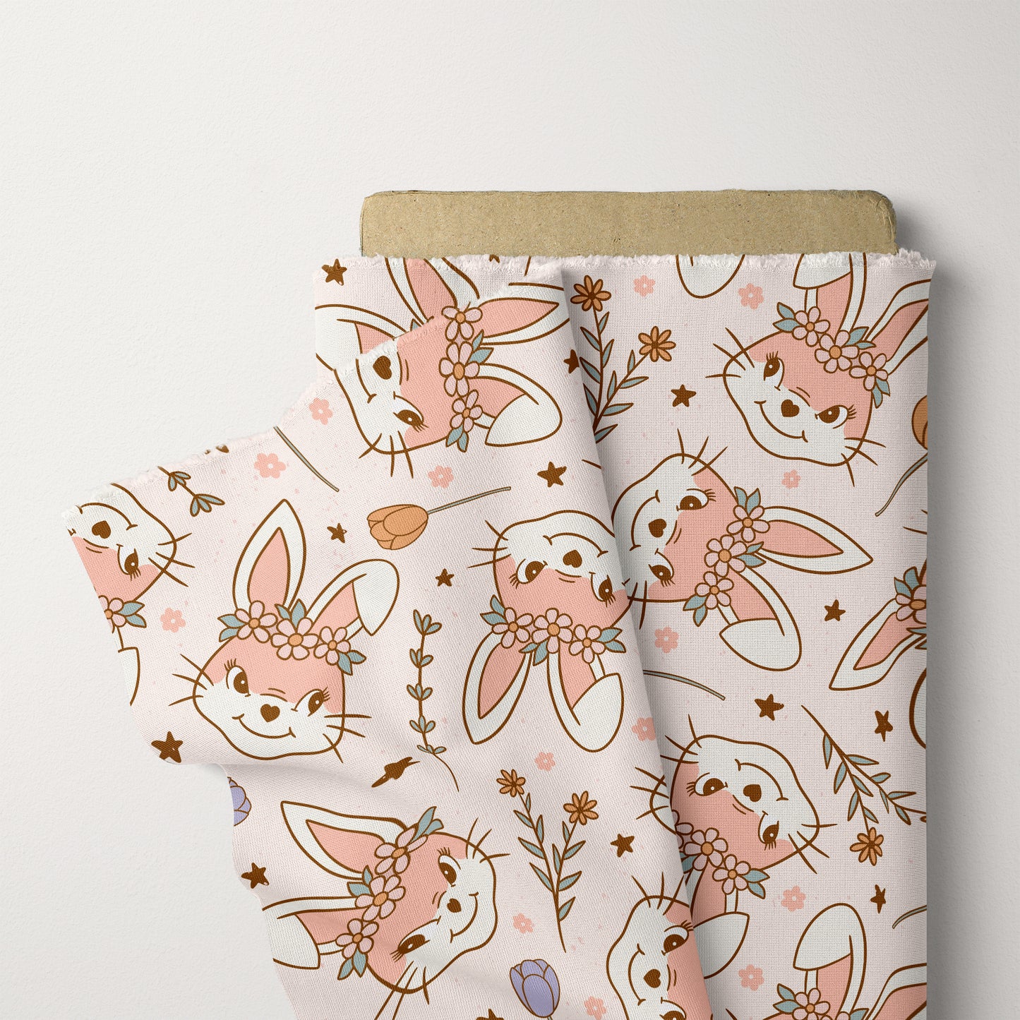 Easter Pattern Tulips Bunny Seamless Repeat Pattern for Fabric Sublimation