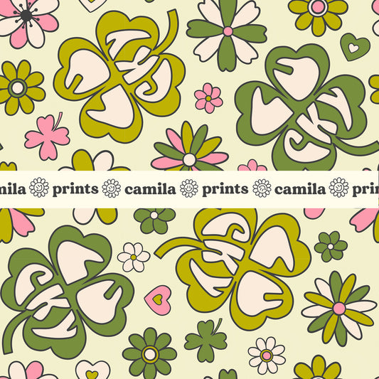 St Patrick's Pattern Groovy Floral Seamless Repeat Pattern for Fabric Sublimation