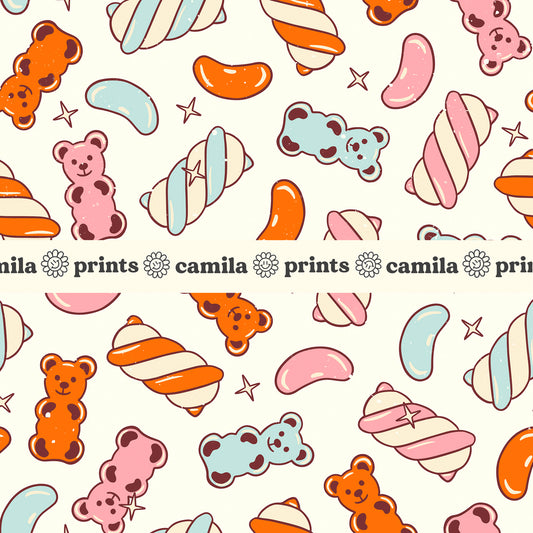 Easter Candy Pattern Jelly Bean Seamless Repeat Pattern for Fabric Sublimation