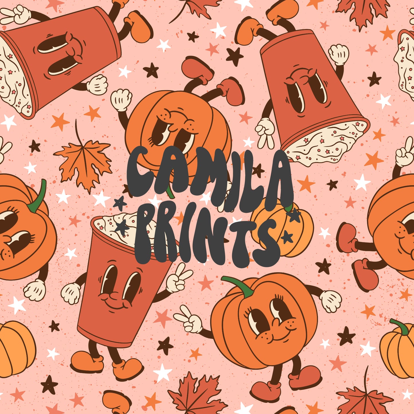 Fall Pattern Pumpkin Spice Seamless Repeat Pattern for Fabric Sublimation