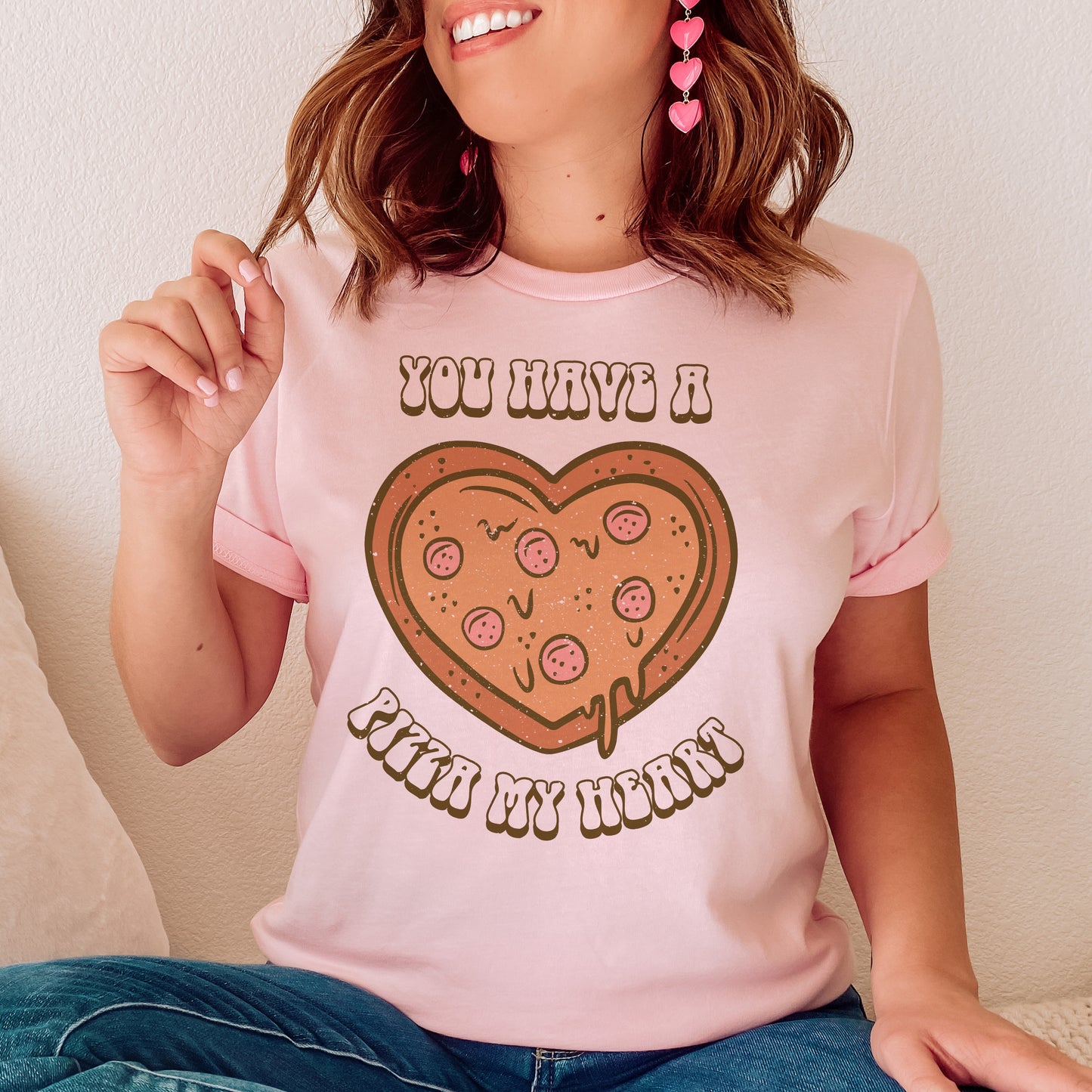 Pizza Heart PNG Sublimation Boho Valentines Shirt Design
