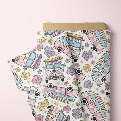 Hippie Bus Summer Seamless File for Fabric Sublimation