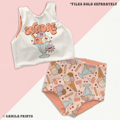 Retro Ice Cream Seamless File for Fabric Sublimation