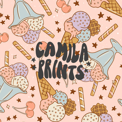 Retro Ice Cream Seamless File for Fabric Sublimation