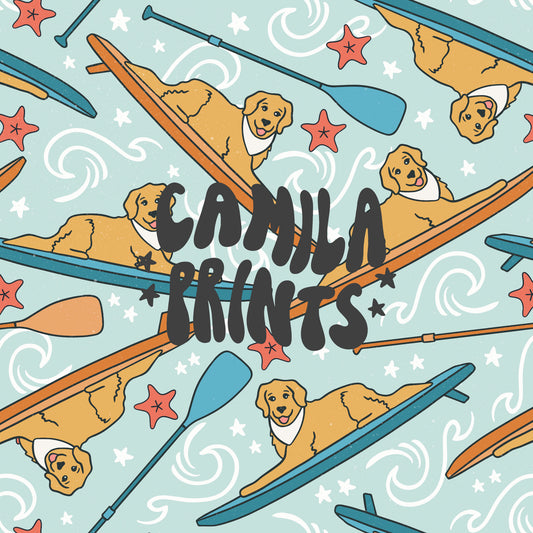 Beach Dogs Summer Seamless File for Fabric Sublimation