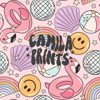 Flamingo Pool Floats Seamless File for Fabric Sublimation