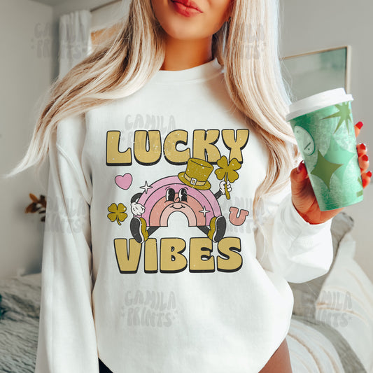 St Patricks Rainbow Lucky Vibes PNG and SVG Files