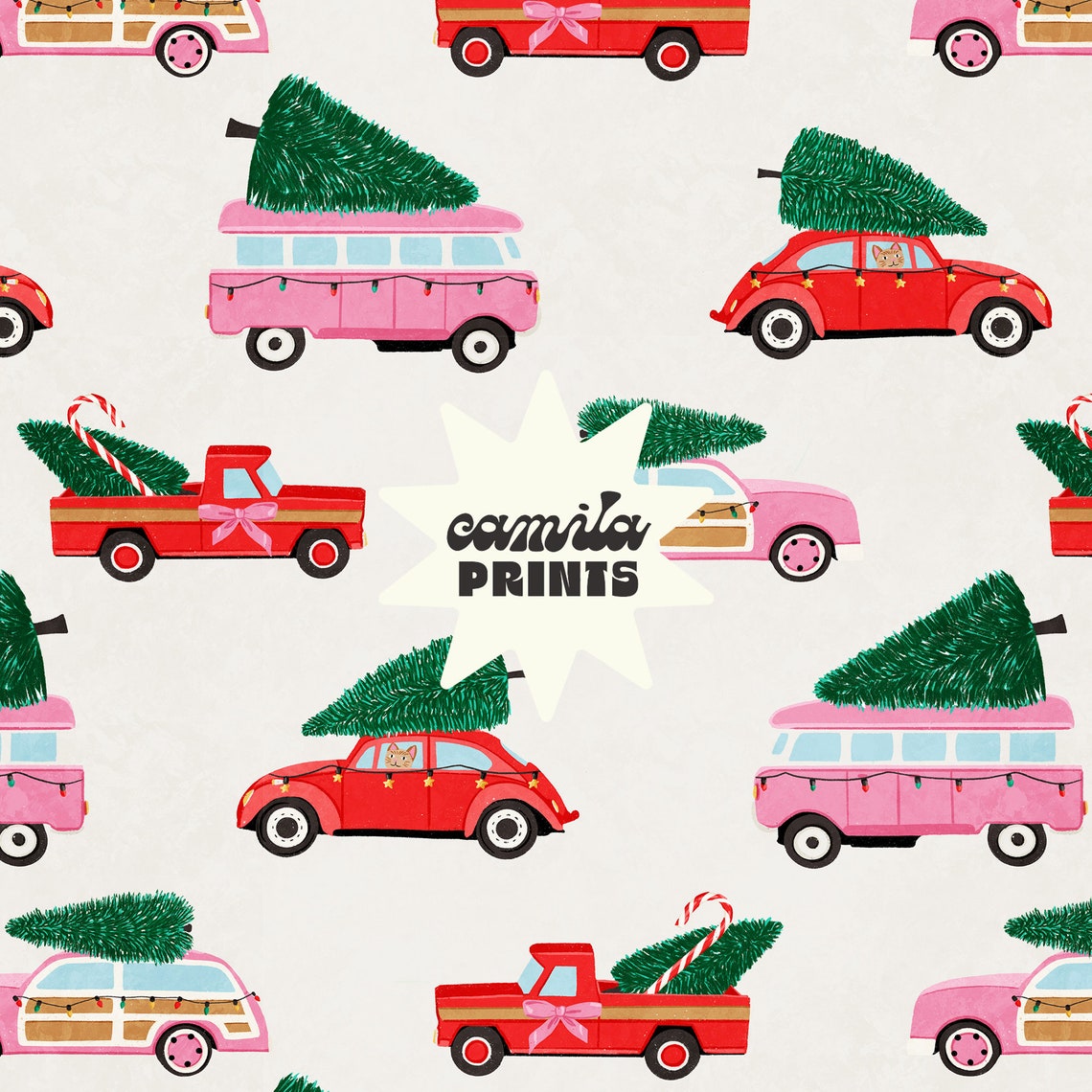 Christmas Seamless Pattern Vintage Repeat Pattern for Fabric Sublimation