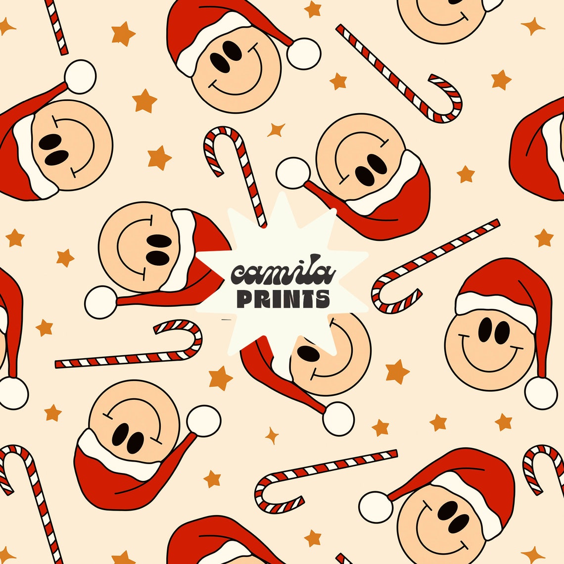 Christmas Seamless Pattern Boho Christmas Repeat Pattern for Commercial Use
