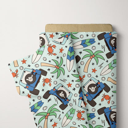 Summer Seamless File Boy Surf Truck Pattern for Fabric Sublimation