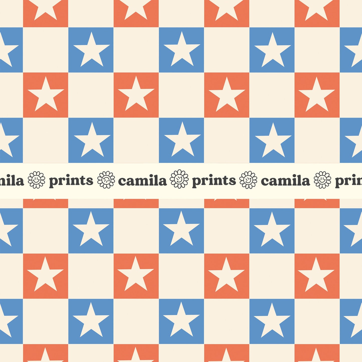 Fourth of July Seamless File Vintage Stars Pattern for Fabric Sublimation