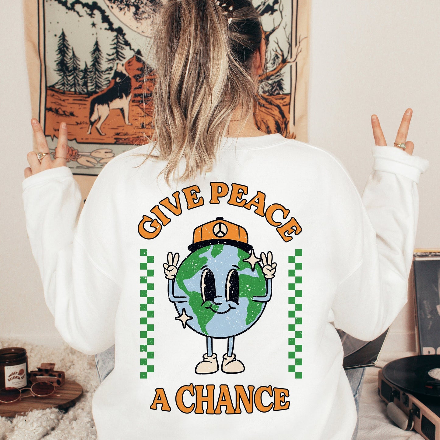 Give Peace a Chance PNG Retro Sublimation SVG Shirt Design