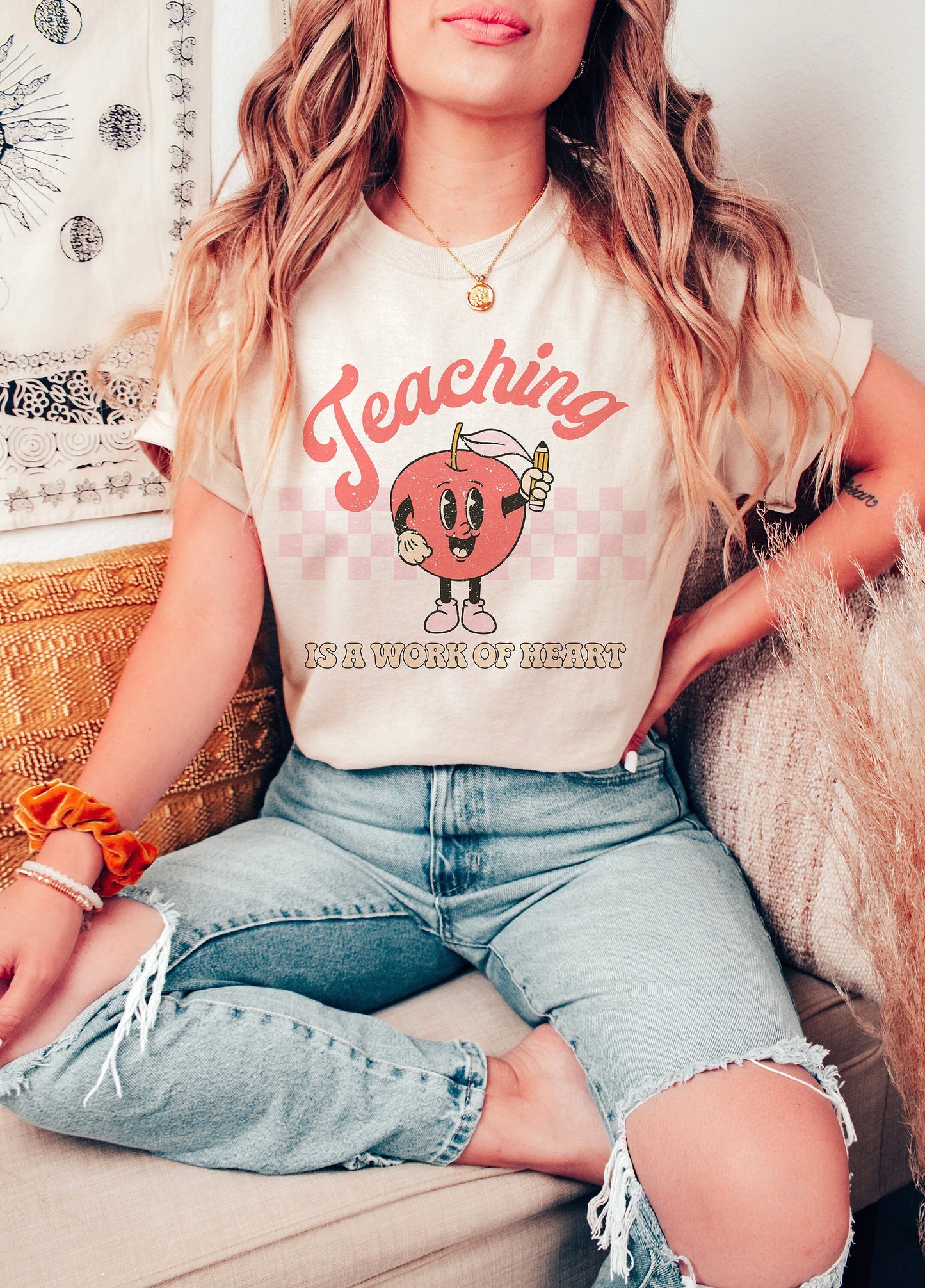 Teacher SVG Teaching Work of Heart PNG Sublimation T Shirt Design
