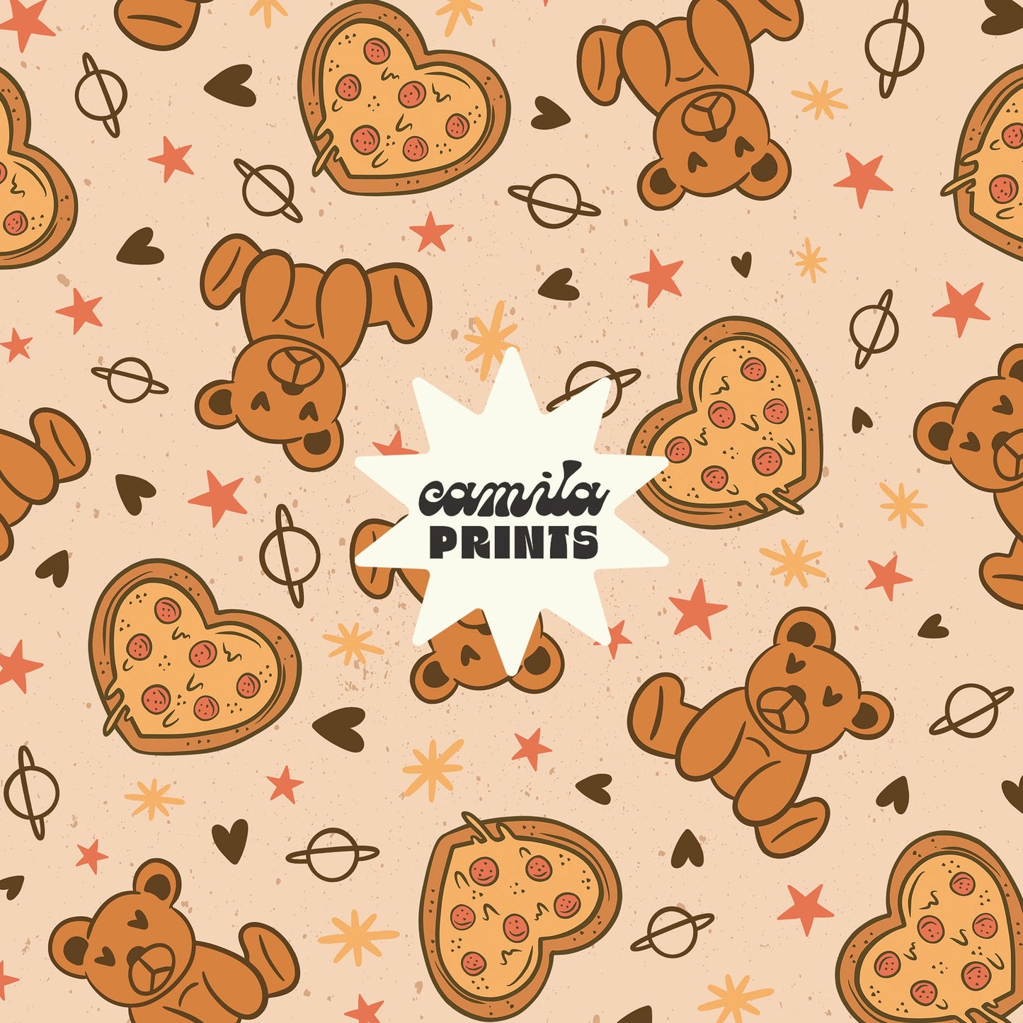 Boy Valentines Pattern Pizza Hearts Seamless File for Fabric Sublimation