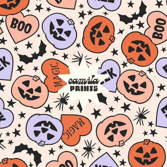Halloween Pattern Spooky Candy Seamless Repeat Pattern for Fabric Sublimation