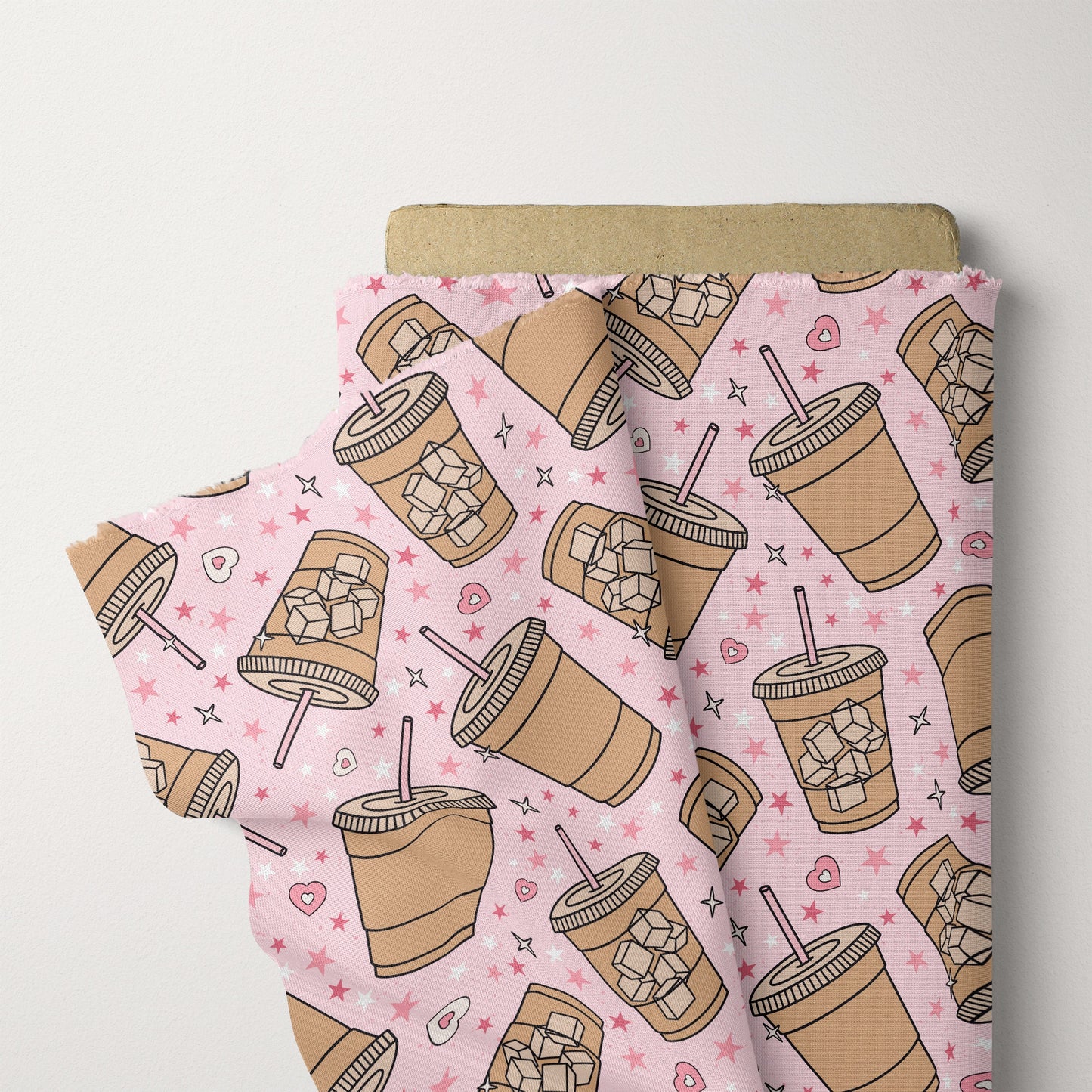 Iced Coffee Pattern Latte Seamless Repeat Pattern for Fabric Sublimation
