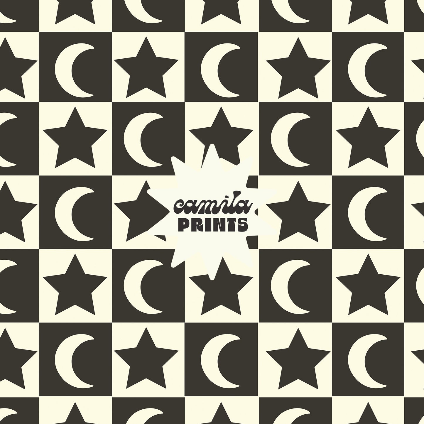 Witchy Pattern Moon and Stars Seamless Repeat Pattern for Fabric Sublimation