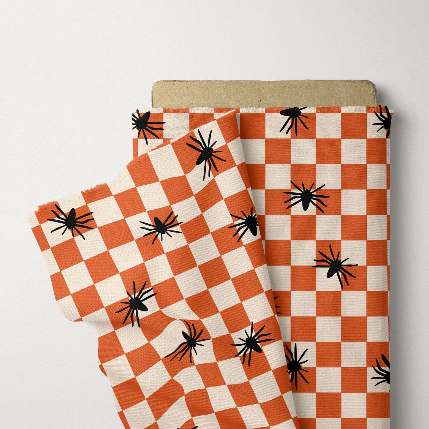 Halloween Pattern Spiders Checkerboard Seamless Repeat Pattern for Fabric Sublimation