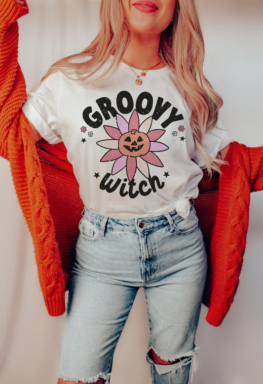 Halloween Png Sublimation Groovy Witch SVG Shirt Design