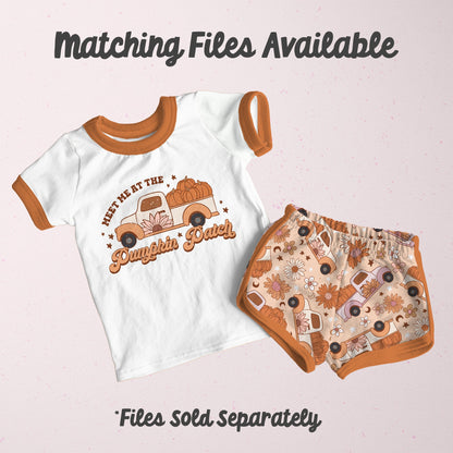 Fall Pattern Pumpkin Truck Seamless Repeat Pattern for Fabric Sublimation