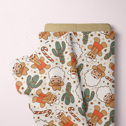 Christmas Pattern Cowboy Santa Seamless Repeat Pattern for Fabric Sublimation