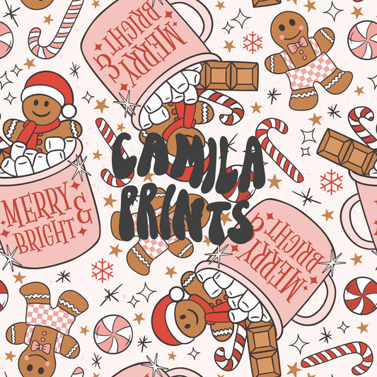 Christmas Seamless Pattern Gingerbread Cookie Pattern File for Fabric Sublimation