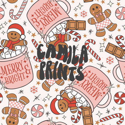 Christmas Seamless Pattern Gingerbread Cookie Pattern File for Fabric Sublimation