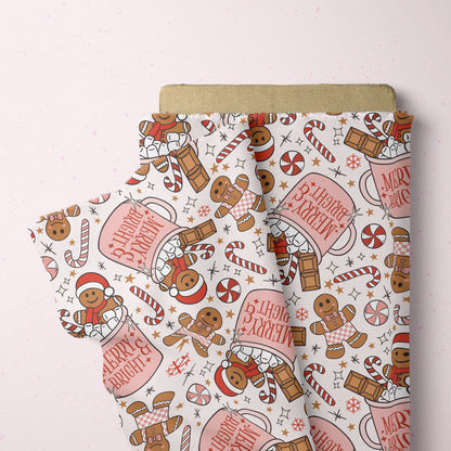 Christmas Seamless Pattern Gingerbread Cookie Pattern File for Fabric Sublimation