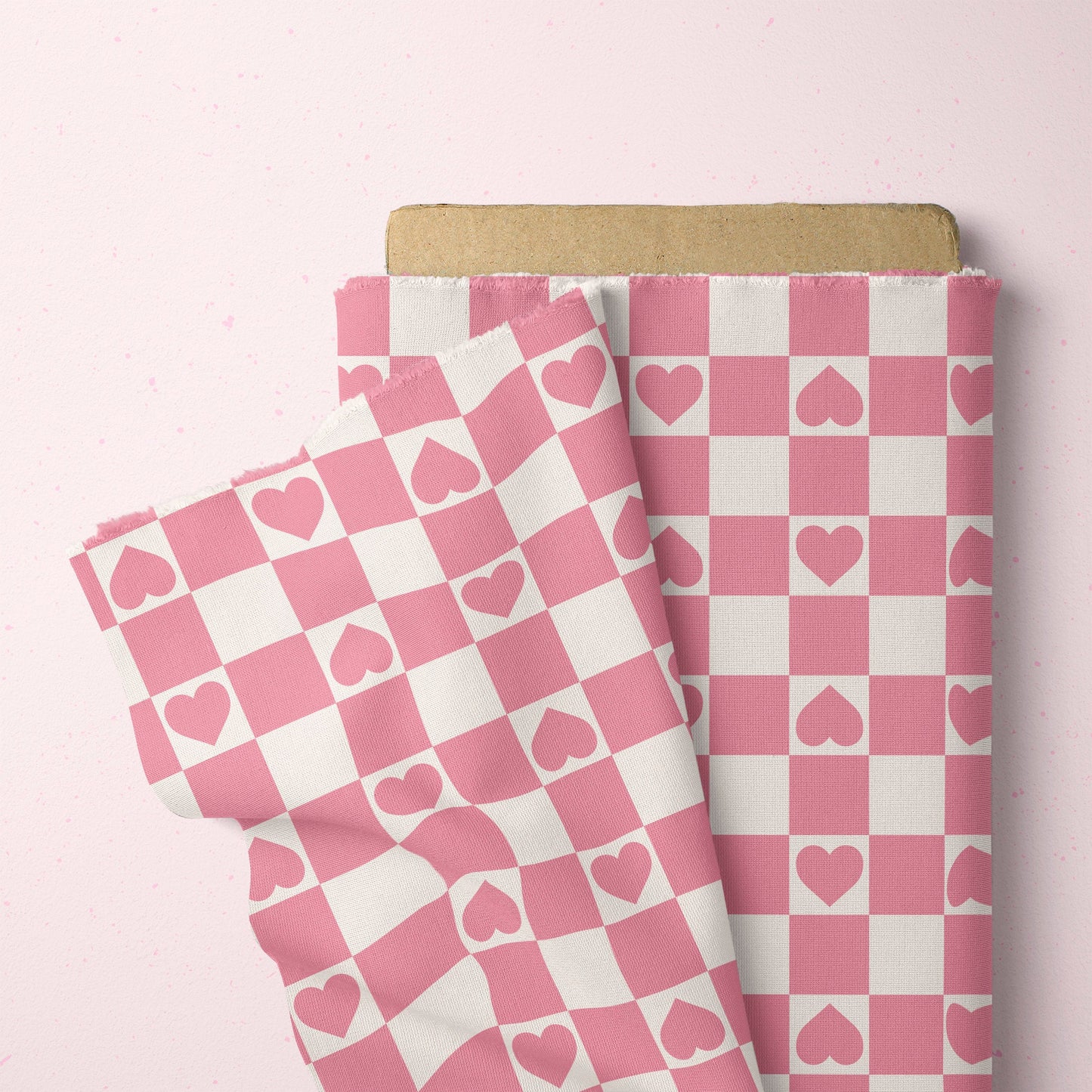 Valentines Pattern Checkerboard Hearts Pink Repeat Pattern for Fabric Sublimation
