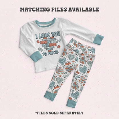 Boy Valentines Pattern Building Blocks Seamless File for Fabric Sublimation