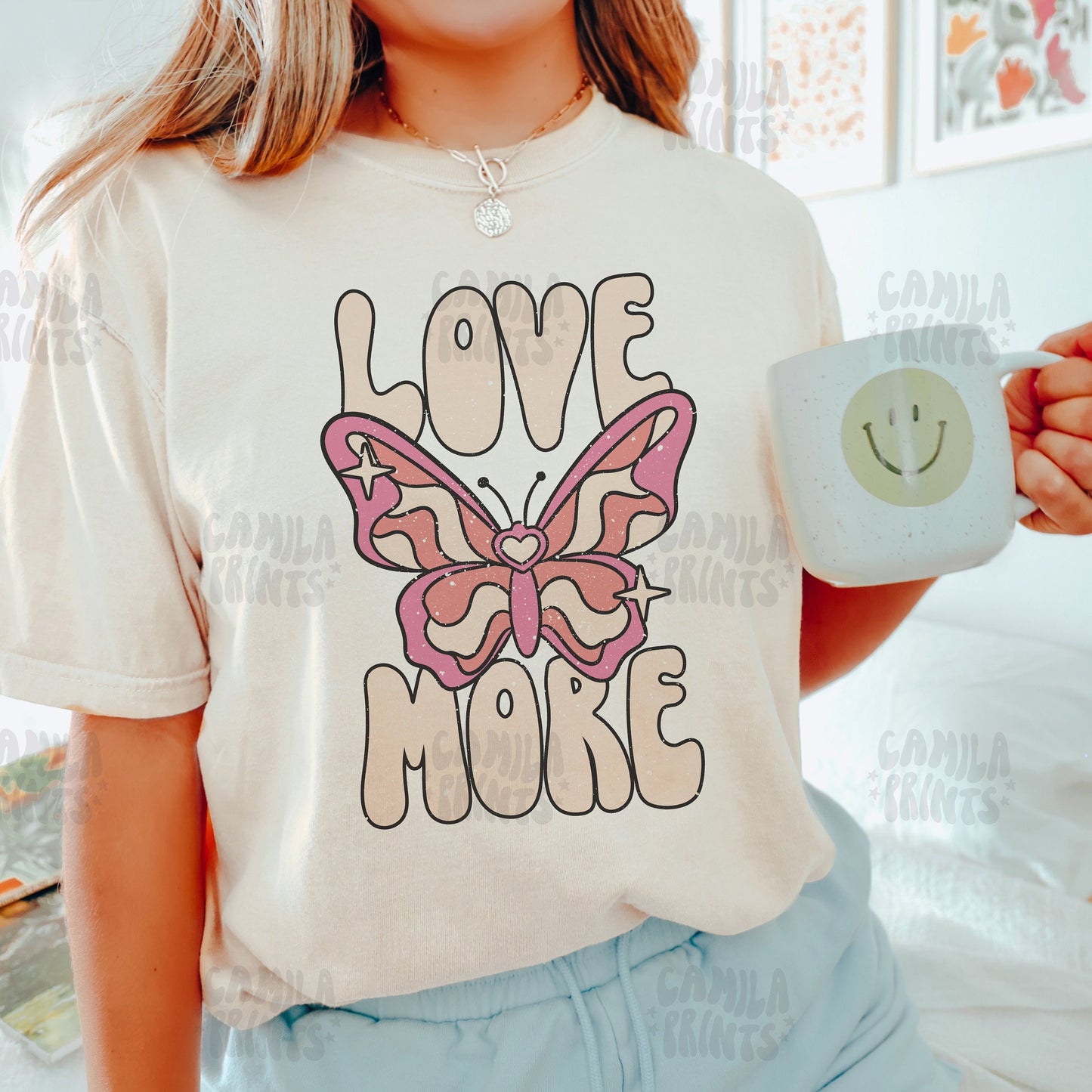 Groovy Butterfly Png Sublimation Love More SVG Shirt Design
